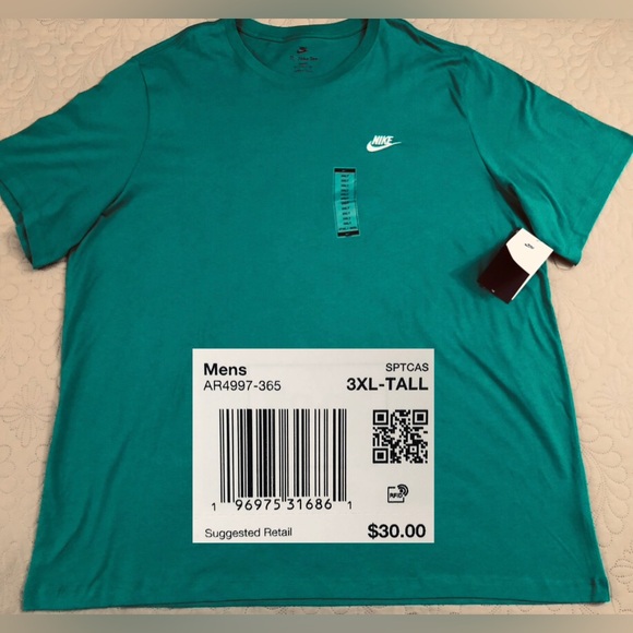 NEW..MEN TALL-3XL NIKE NSW CLUB TEE (GREEN) - Picture 1 of 9